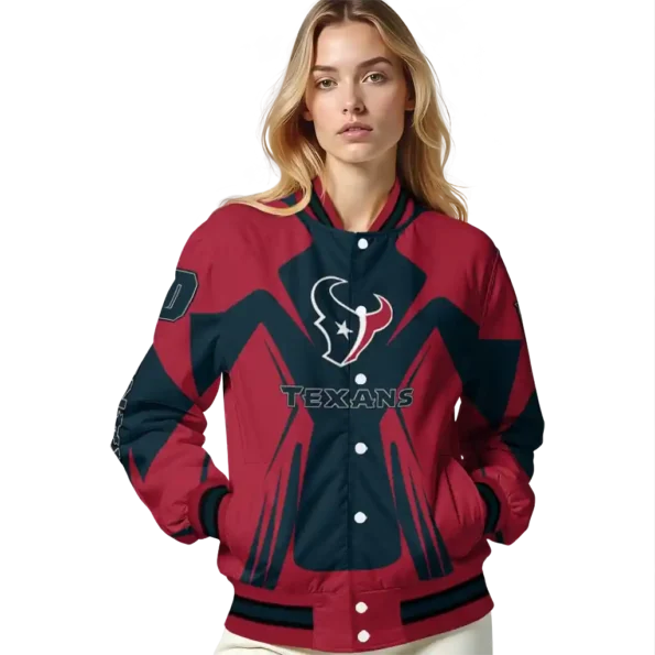 personalized houston texans spider mark blue red crocs varsity jacket latest model.webp