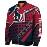 personalized houston texans star burst blue bomber jacket best selling