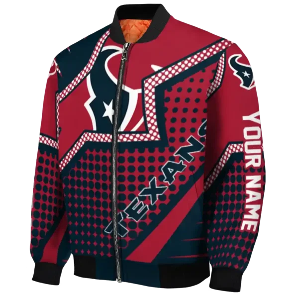 personalized houston texans star burst blue bomber jacket best selling