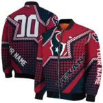 personalized houston texans star burst blue bomber jacket best selling