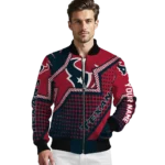 personalized houston texans star burst blue bomber jacket best selling