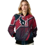 personalized houston texans star burst blue bomber jacket best selling