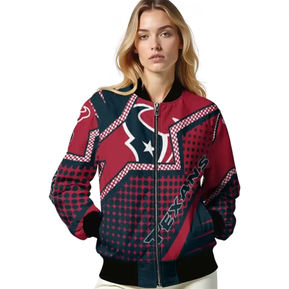personalized houston texans star burst blue bomber jacket latest model