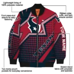 personalized houston texans star burst blue bomber jacket best selling