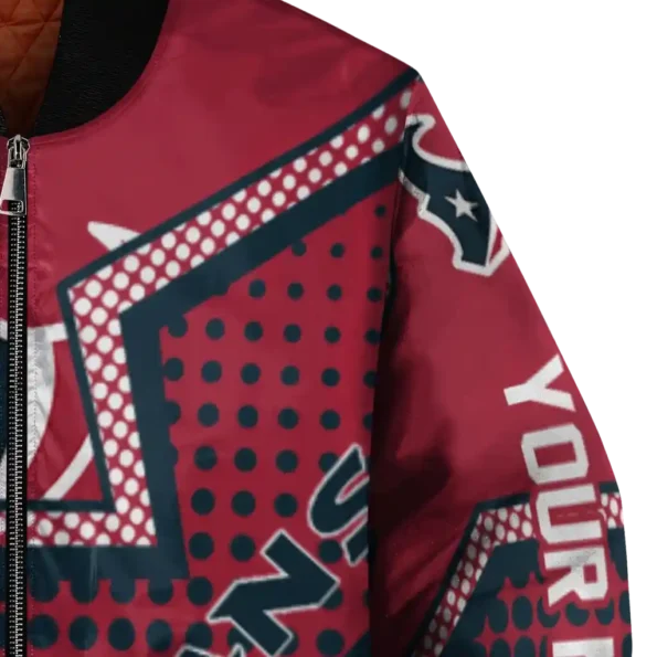 personalized houston texans star burst blue bomber jacket premium grade