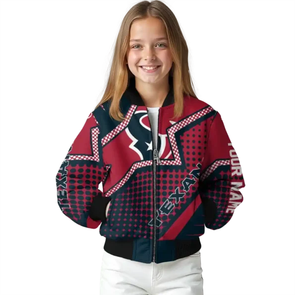 personalized houston texans star burst blue bomber jacket top rated