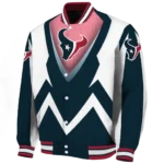 personalized houston texans v stripes blue white varsity jacket best selling.webp