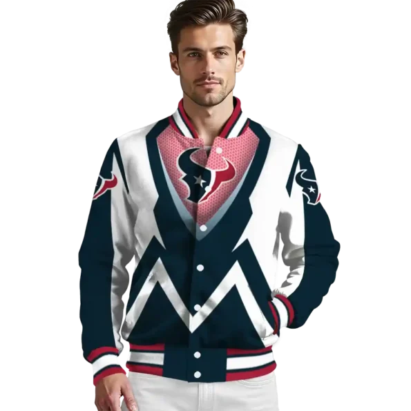 personalized houston texans v stripes blue white varsity jacket high quality.webp