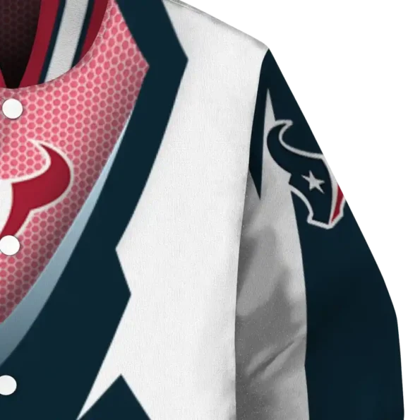 personalized houston texans v stripes blue white varsity jacket premium grade.webp