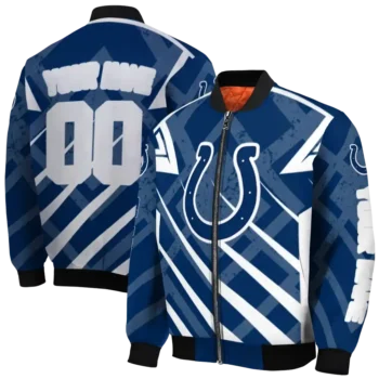 personalized indianapolis colts chevron angles blue bomber jacket fashion forward