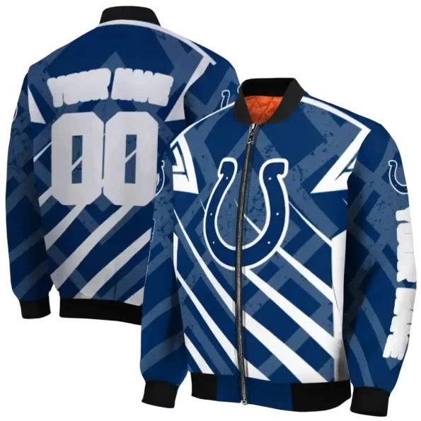 personalized indianapolis colts chevron angles blue bomber jacket fashion forward