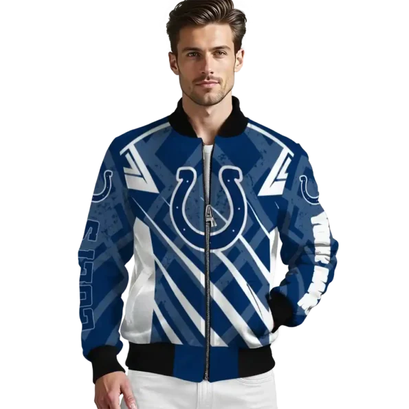 personalized indianapolis colts chevron angles blue bomber jacket high quality