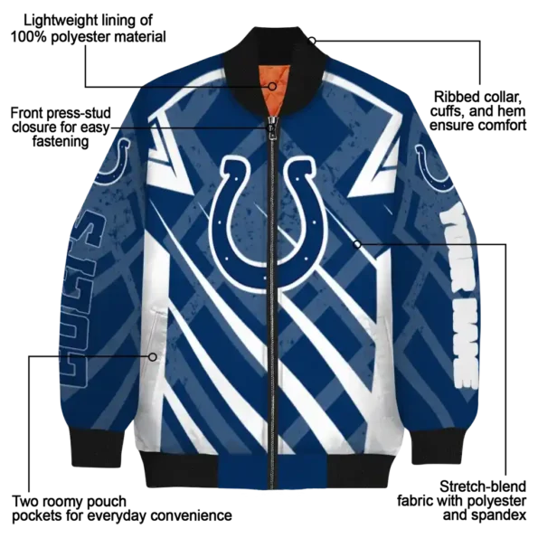 personalized indianapolis colts chevron angles blue bomber jacket new arrival