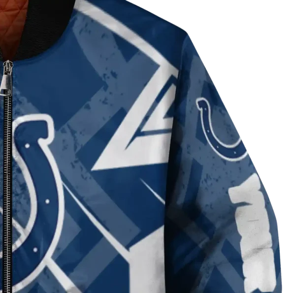 personalized indianapolis colts chevron angles blue bomber jacket premium grade