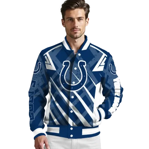 personalized indianapolis colts chevron angles blue varsity jacket high quality.webp