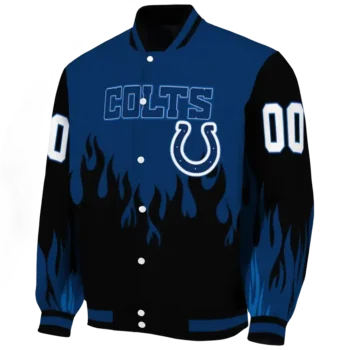 personalized indianapolis colts flame border blue black varsity jacket best selling.webp