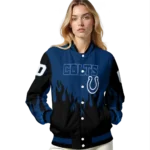 personalized indianapolis colts flame border blue black varsity jacket best selling.webp
