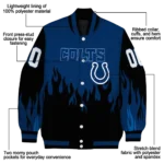 personalized indianapolis colts flame border blue black varsity jacket best selling.webp