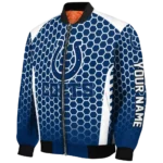 personalized indianapolis colts hexagon grid blue bomber jacket best selling