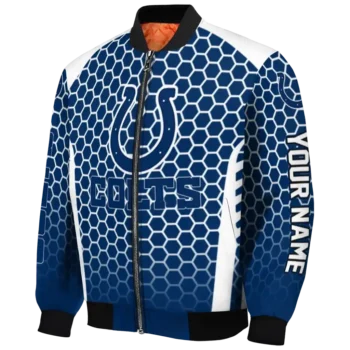 personalized indianapolis colts hexagon grid blue bomber jacket best selling