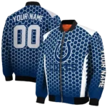 personalized indianapolis colts hexagon grid blue bomber jacket best selling
