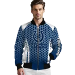personalized indianapolis colts hexagon grid blue bomber jacket best selling