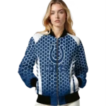 personalized indianapolis colts hexagon grid blue bomber jacket best selling