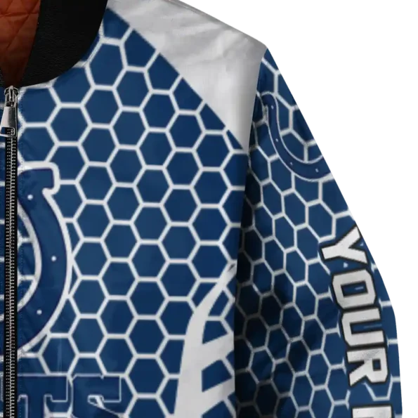 personalized indianapolis colts hexagon grid blue bomber jacket premium grade