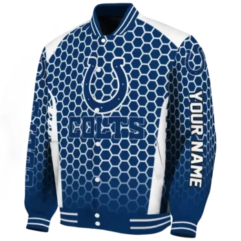 personalized indianapolis colts hexagon grid blue varsity jacket best selling.webp
