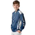 personalized indianapolis colts hexagon grid blue varsity jacket best selling.webp