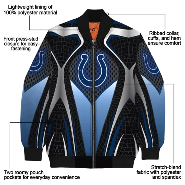 personalized indianapolis colts mesh chest grey crocs black bomber jacket new arrival