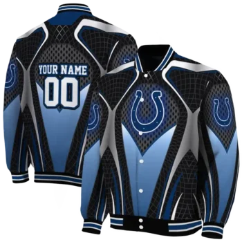 personalized indianapolis colts mesh chest grey crocs black varsity jacket fashion forward.webp