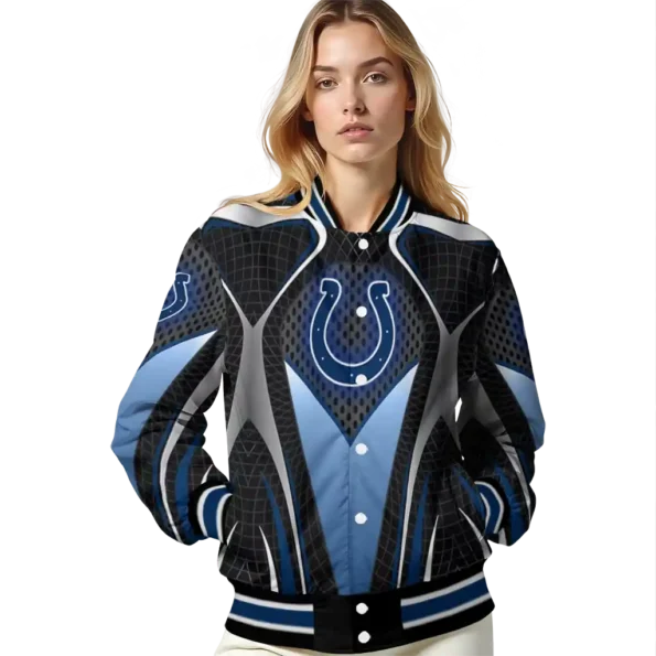 personalized indianapolis colts mesh chest grey crocs black varsity jacket latest model.webp