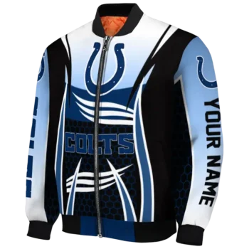 personalized indianapolis colts mesh effect blue black bomber jacket best selling