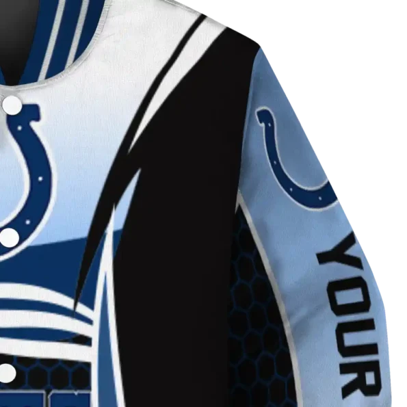 personalized indianapolis colts mesh effect blue black varsity jacket premium grade.webp