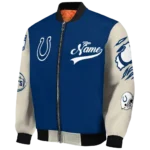 personalized indianapolis colts razorback outline blue nude bomber jacket best selling