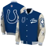 personalized indianapolis colts razorback outline blue nude varsity jacket best selling.webp