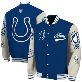 personalized indianapolis colts razorback outline blue nude varsity jacket fashion forward.webp