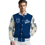 personalized indianapolis colts razorback outline blue nude varsity jacket best selling.webp