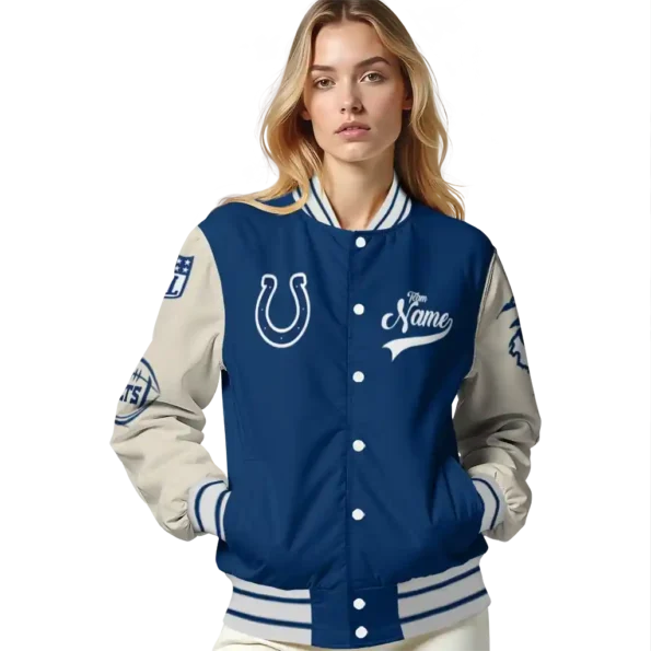 personalized indianapolis colts razorback outline blue nude varsity jacket latest model.webp