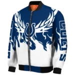 personalized indianapolis colts winged blaze blue white bomber jacket best selling
