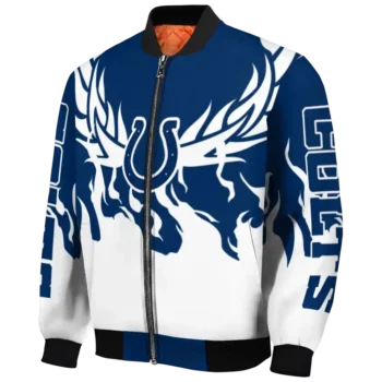 personalized indianapolis colts winged blaze blue white bomber jacket best selling
