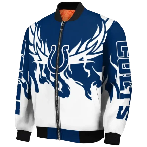 personalized indianapolis colts winged blaze blue white bomber jacket best selling