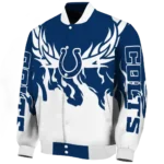 personalized indianapolis colts winged blaze blue white varsity jacket best selling.webp