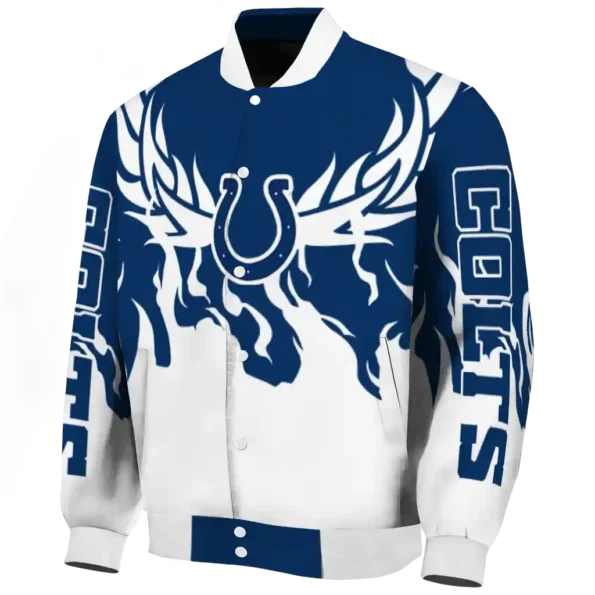 personalized indianapolis colts winged blaze blue white varsity jacket best selling.webp