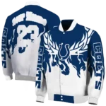 personalized indianapolis colts winged blaze blue white varsity jacket best selling.webp