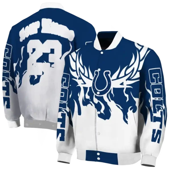 personalized indianapolis colts winged blaze blue white varsity jacket fashion forward.webp