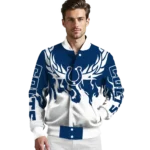 personalized indianapolis colts winged blaze blue white varsity jacket best selling.webp