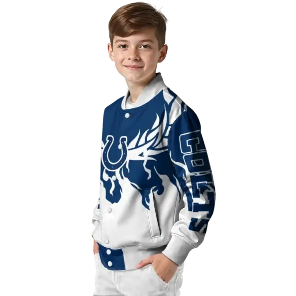 personalized indianapolis colts winged blaze blue white varsity jacket trendy.webp