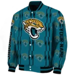 personalized jacksonville jaguars bolt stripe teal varsity jacket best selling.webp